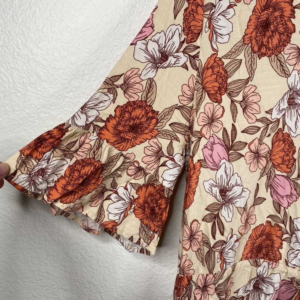 Petal & Pup Fraser Floral Maxi Dress Cream Orange Pink Women's Size 10 Boho - Picture 6 of 15